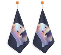 Jubonexis Coquette Bow Ghost Lettura Libro Piccolo Asciugamano con Passante per Appendere 2 PZ Panno Morbido Assorbente per Cucina Bagno
