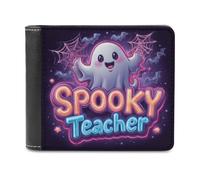 Jubonexis Coquette Ghost Neon Spooky Teacher Halloween portafoglio bifold in morbida pelle PU, portamonete e carte di credito, porta carte di credito sottile, per uomini e donne
