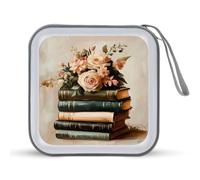 Jubonexis Cottagecore - Custodia per CD e DVD, motivo: libri con fiori, per auto, casa, viaggio