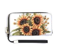 Jubonexis Cottagecore - Pochette lunga in pelle sintetica con girasoli ad acquerello, portamonete, porta carte di credito, porta carte di credito e soldi, per donne e uomini