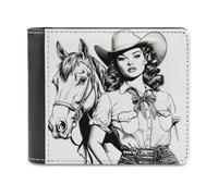 Jubonexis Country Western Girl Cowboy Hat Coquette Portafoglio bifold in morbida pelle PU, portamonete e carte di credito, porta carte di credito sottile, per uomini e donne