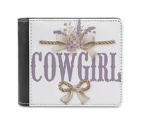 Jubonexis Cowgirl Coquette Bow Western Floral Soft PU Leather Bifold Portafoglio, Portamonete Porta Credito Pass Custodia Durevole Porta Carte Sottile per Uomini Donne Conservazione Soldi