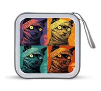 Jubonexis Creepy Evil Halloween Cat Mummia CD Case DVD Storage Case Portatile per Auto Casa Viaggio