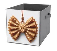 Jubonexis Cubi portaoggetti a forma di biscotto con papillon pieghevoli, decorativi, in tessuto, organizer per la casa, con manici, per scaffali, armadi, 27 x 27 cm