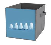 Jubonexis Cubi portaoggetti a forma di cubo con cinque fantasmi dei cartoni animati, pieghevoli, decorativi, in tessuto, con manici, per scaffali, armadi, 27 x 27 cm