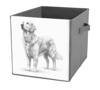 Jubonexis Cubi portaoggetti a forma di cubo con disegno a matita, cubi portaoggetti pieghevoli decorativi in tessuto, organizer per la casa con manici per scaffali, armadi, 27 x 27 cm