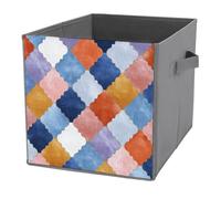 Jubonexis Cubi portaoggetti a forma di cubo, con motivo a motivi chiari, morbidi, color pastello, pieghevoli, decorativi, in tessuto, organizer per la casa, con manici per scaffali, armadi, 27 x 27 cm