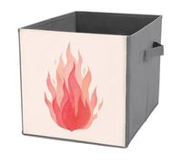 Jubonexis Cubi portaoggetti a forma di cubo di fiamma, pieghevoli, decorativi, in tessuto, con manici, per scaffali, armadi, 27 x 27 cm, colore: rosso pastello
