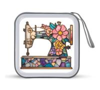 Jubonexis Custodia per CD e DVD con macchina da cucire in vetro colorato, stile vintage, portatile, per auto, casa, viaggio
