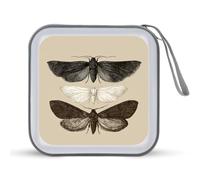 Jubonexis Custodia per CD e DVD, con stampa vintage di tre falene, portatile, per auto, casa, viaggio