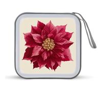 Jubonexis Custodia per CD e DVD con stella di Natale rossa singola, portatile, per auto, casa, viaggio