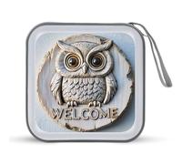Jubonexis Custodia per CD e DVD, in legno, stile retrò, a forma di gufo, portatile, per auto, casa, viaggio