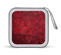 Jubonexis Custodia per CD e DVD, in pelle rossa, con texture a crepe, portatile, per auto, casa, viaggio