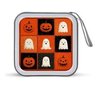 Jubonexis Custodia per CD e DVD, motivo fantasmi con zucca, stile retrò, per Halloween, portatile, per auto, casa, viaggio
