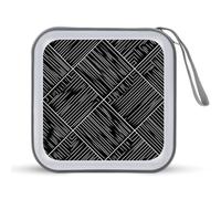 Jubonexis Custodia per CD e DVD, motivo geometrico con linee bianche, portatile, per auto, casa, viaggio