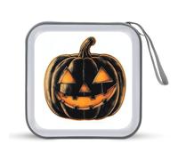 Jubonexis Custodia per CD e DVD, motivo zucca nera, stile vintage, per Halloween, portatile, per auto, casa, viaggio