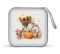 Jubonexis Custodia per CD e DVD, stile vintage, con girasoli e zucche, portatile, per auto, casa e viaggio