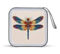 Jubonexis Custodia portatile con libellula con ali colorate per CD e DVD, per auto, casa, viaggio