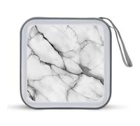 Jubonexis Custodia portatile in marmo bianco con linee sottili nere per CD e DVD, per auto, casa, viaggio