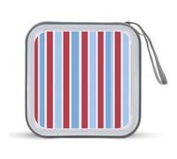 Jubonexis Custodia portatile per CD e DVD, a righe, rossa, blu, bianca, per auto, casa, viaggio