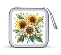 Jubonexis Custodia portatile per CD e DVD con bouquet di girasoli ad acquerello