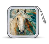 Jubonexis Custodia portatile per CD e DVD, con cavallo colorato, per auto, casa, viaggio