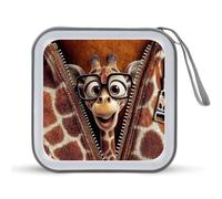 Jubonexis Custodia portatile per CD e DVD, con cerniera aperta e volto di giraffa, per auto, casa, viaggio