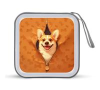 Jubonexis Custodia portatile per CD e DVD, con cerniera e volto di Corgi