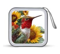 Jubonexis Custodia portatile per CD e DVD, con colibrì e girasoli gialli, per auto, casa, viaggio