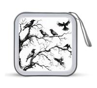 Jubonexis Custodia portatile per CD e DVD, con corvi seduti su rami di alberi morti, per auto, casa, viaggio