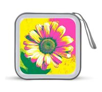 Jubonexis Custodia portatile per CD e DVD, con fiori di camomilla, colorata, per auto, casa, viaggio