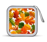 Jubonexis Custodia portatile per CD e DVD con foglie autunnali giganti, arancione, rosso, verde, per auto, casa, viaggio