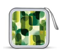 Jubonexis Custodia portatile per CD e DVD, con forme verdi e chartreuse, per auto, casa, viaggio