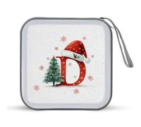 Jubonexis Custodia portatile per CD e DVD, con lettera D rossa che indossa cappello di Babbo Natale, per auto, casa, viaggio