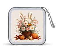 Jubonexis Custodia portatile per CD e DVD, con margherite bianche, fiori rosa, girasoli in cestino, per auto, casa, viaggio