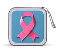 Jubonexis Custodia portatile per CD e DVD, con nastro rosa su sfondo blu, simbolo della consapevolezza del cancro, per auto, casa, viaggio