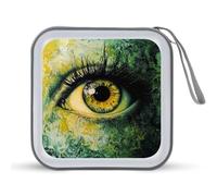 Jubonexis Custodia portatile per CD e DVD, con occhio astratto nei toni verdi e gialli, per auto, casa, viaggio