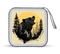 Jubonexis Custodia portatile per CD e DVD, con orso che ringhiano nel bosco, per auto, casa, viaggio
