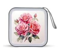 Jubonexis Custodia portatile per CD e DVD con rose acquerellabili, per auto, casa, viaggio