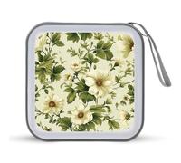 Jubonexis Custodia portatile per CD e DVD, con rose e ibisco, per auto, casa, viaggio