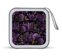 Jubonexis Custodia portatile per CD e DVD, con rose viola scuro, per auto, casa, viaggio