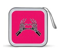 Jubonexis Custodia portatile per CD e DVD, con scheletro, mani, cuore, gesto, dita, per auto, casa, viaggio