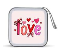 Jubonexis Custodia portatile per CD e DVD, con scritta "Love", per San Valentino, con cuori rossi, per auto, casa, viaggio