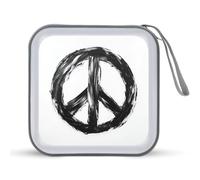 Jubonexis Custodia portatile per CD e DVD, con simbolo della pace, in bianco e nero, per auto, casa, viaggio