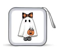 Jubonexis Custodia portatile per CD e DVD, con simpatico fantasma che indossa una grande civetta, per auto, casa, viaggio