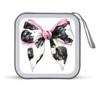 Jubonexis Custodia portatile per CD e DVD con stampa di mucca, colore nero e bianco, ad acquerello, per auto, casa, viaggio