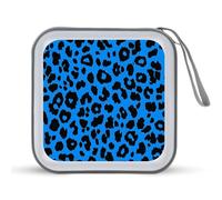Jubonexis Custodia portatile per CD e DVD, con stampa leopardata, blu e nera, per auto, casa, viaggio
