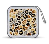 Jubonexis Custodia portatile per CD e DVD, con stampa leopardata marrone, nera, astratta, per auto, casa, viaggio