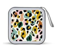 Jubonexis Custodia portatile per CD e DVD, con stampa leopardata verde, nera, astratta, per auto, casa, viaggio