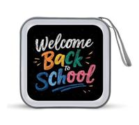Jubonexis Custodia portatile per CD e DVD, con testo colorato e scritta "Welcome Back to School", per auto, casa, viaggio